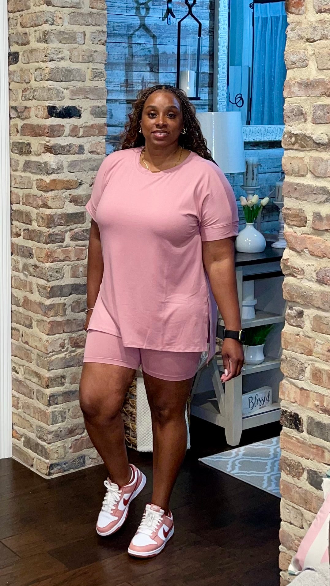 Spring Biker Shorts Set (Light Rose) S-3X plus