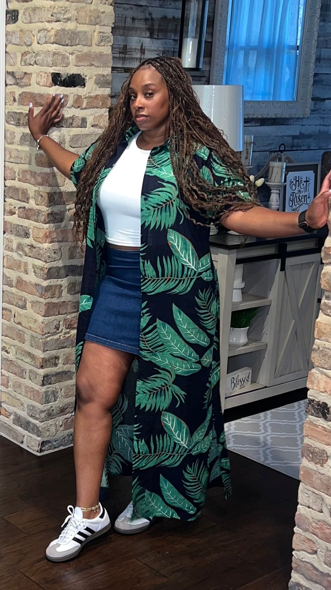 Palm Tree Shirt Dress