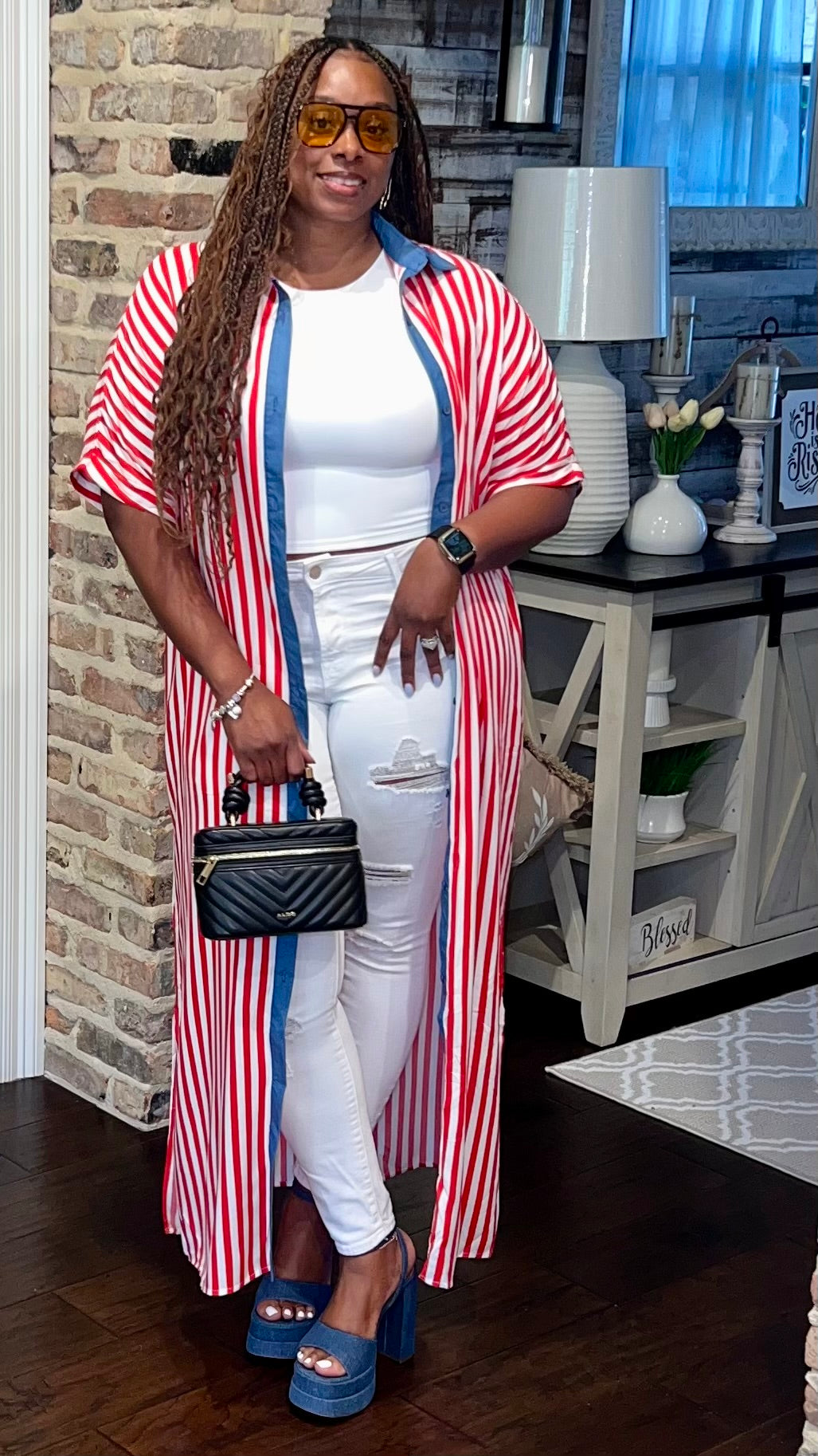 Striped Button Down Shirt Dress