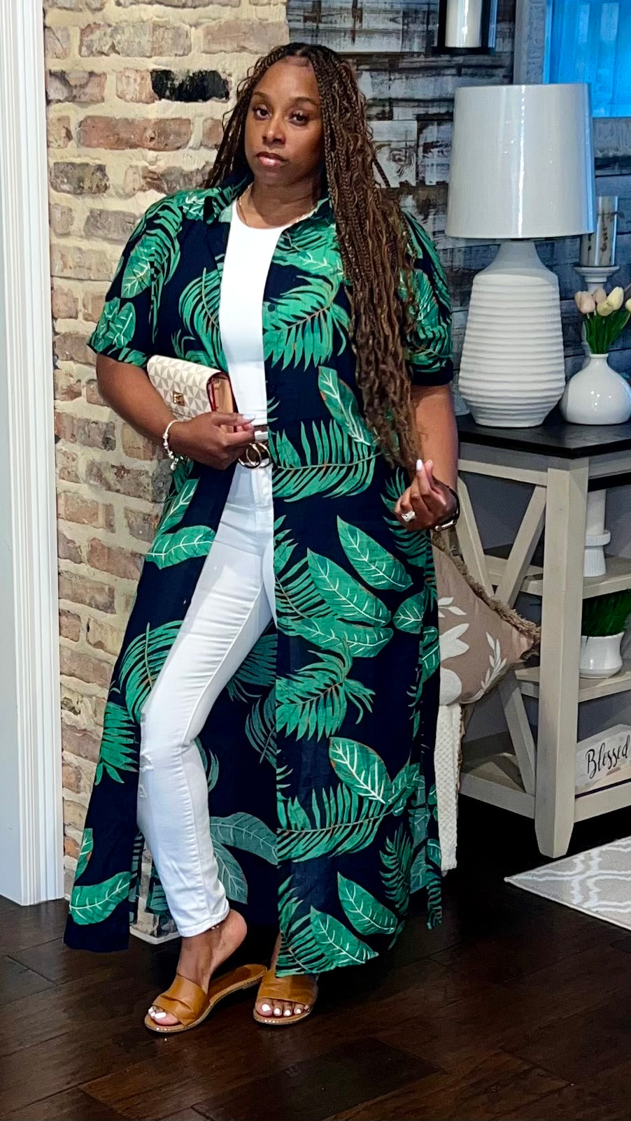 Palm Tree Shirt Dress