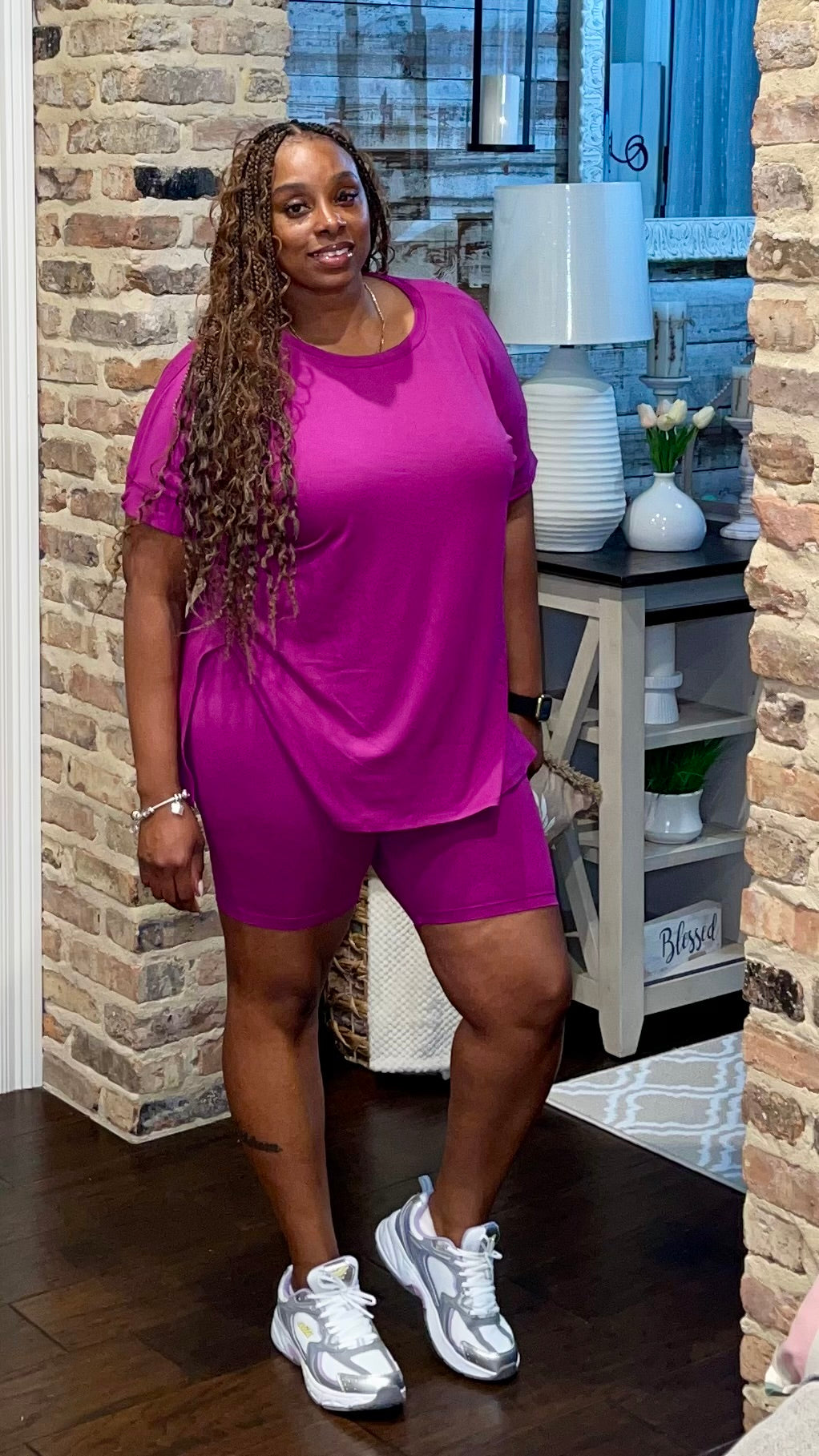 Spring Biker Shorts Set (Plum) S-XL