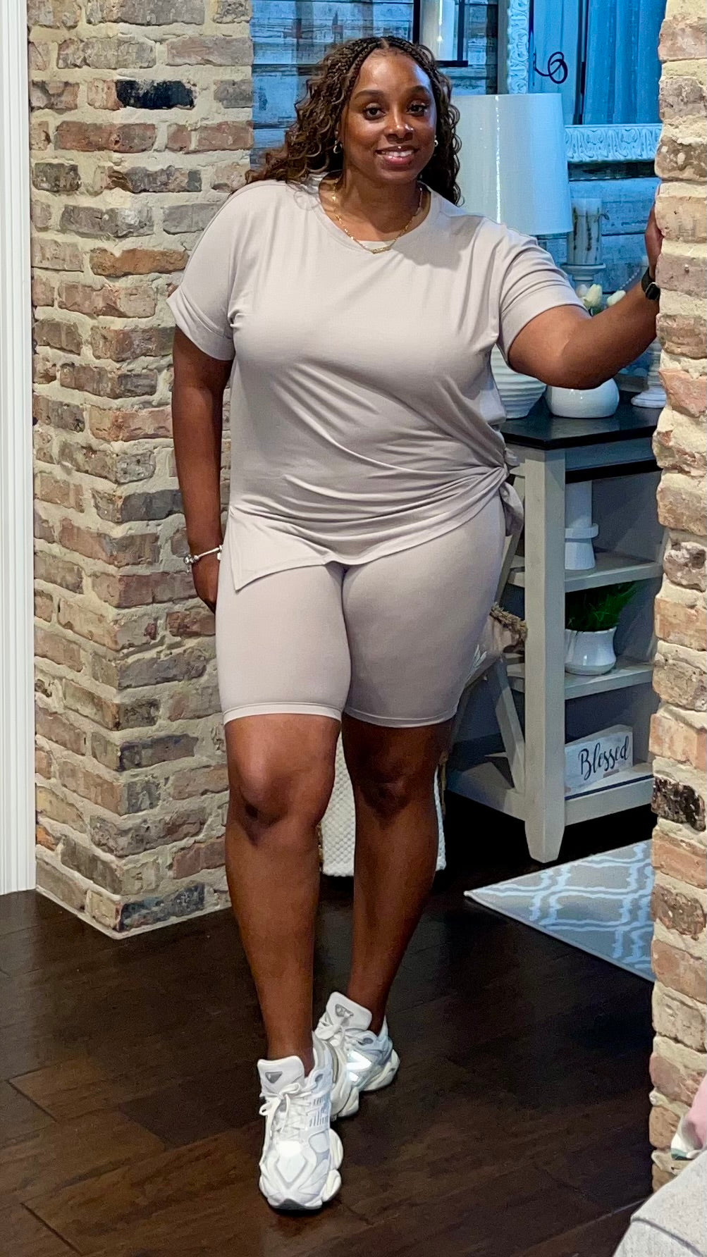 Spring Biker Shorts Set (Ash Mocha) S-3X plus