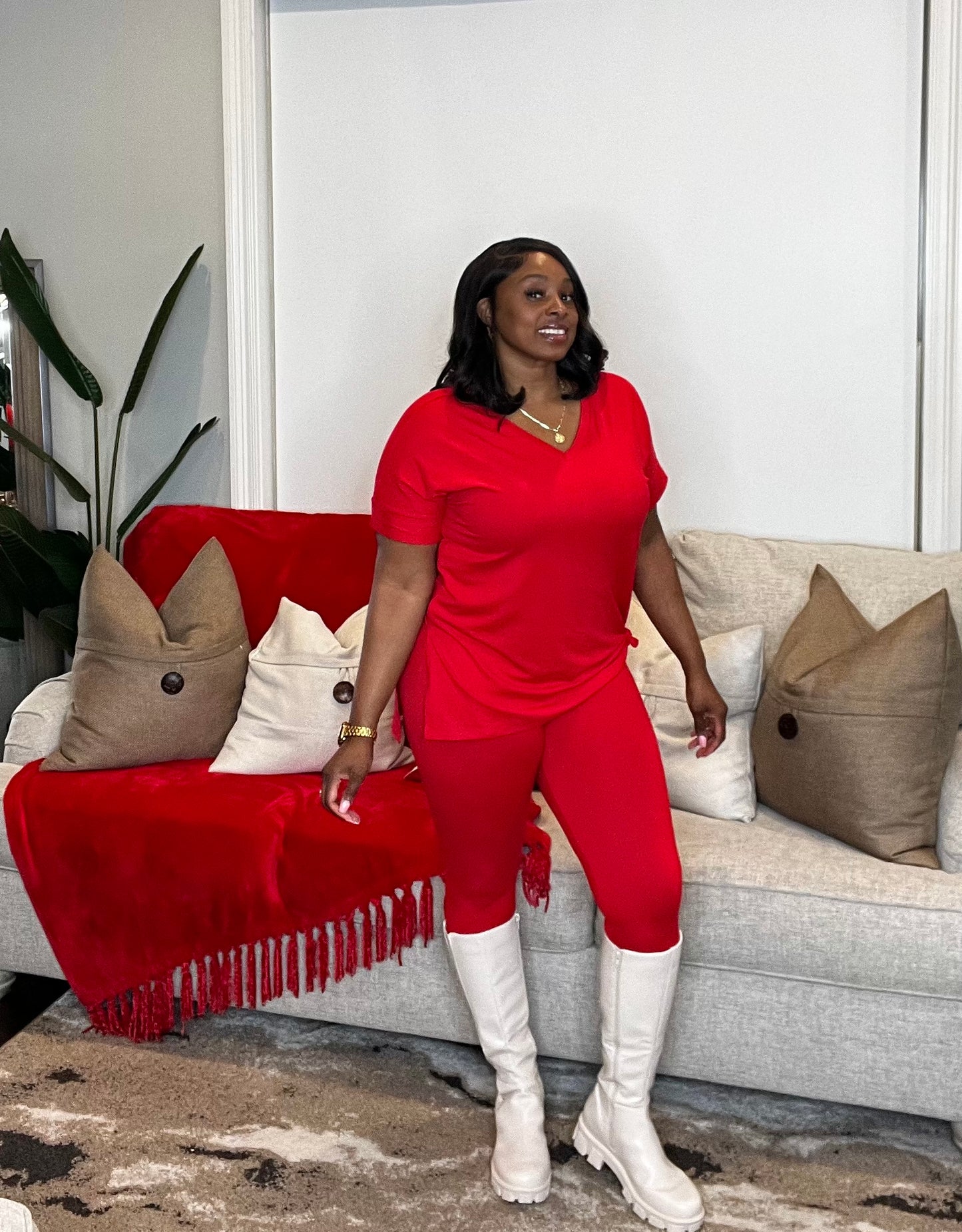 Our Favorite Chill Set (S-3X plus) Ruby Red