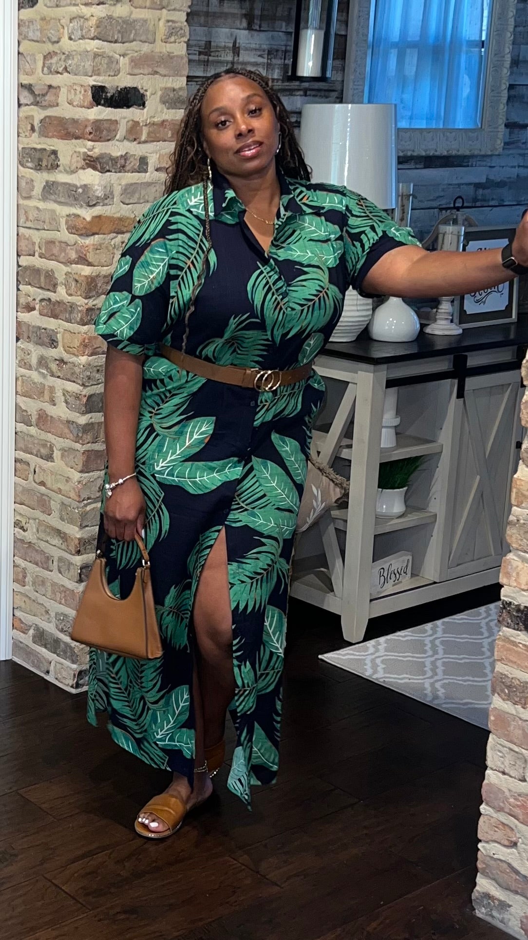 Palm Tree Shirt Dress