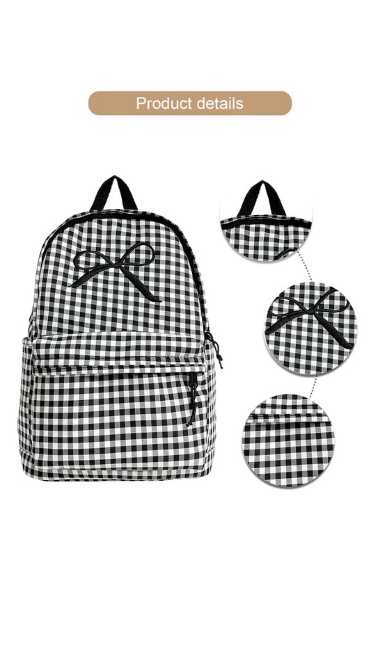 Bow Checkered Backpack