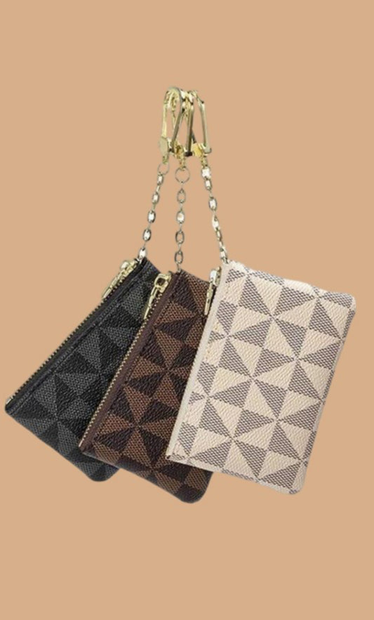 Monogram Vegan Leather Keychain Coin/Card Holder