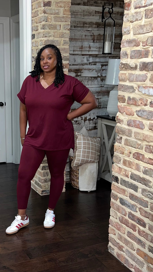 Basic Fall Set (S-3X plus) burgundy ￼