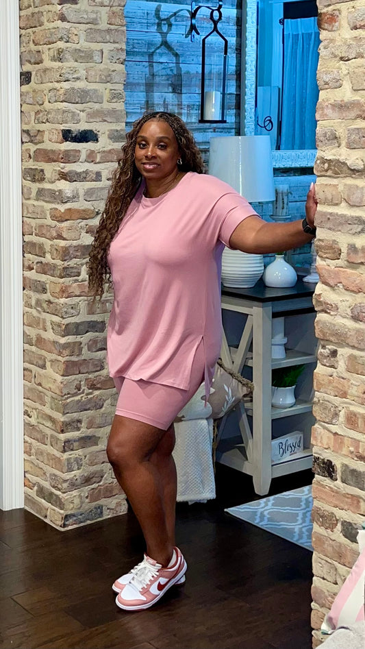 Spring Biker Shorts Set (Light Rose) S-3X plus