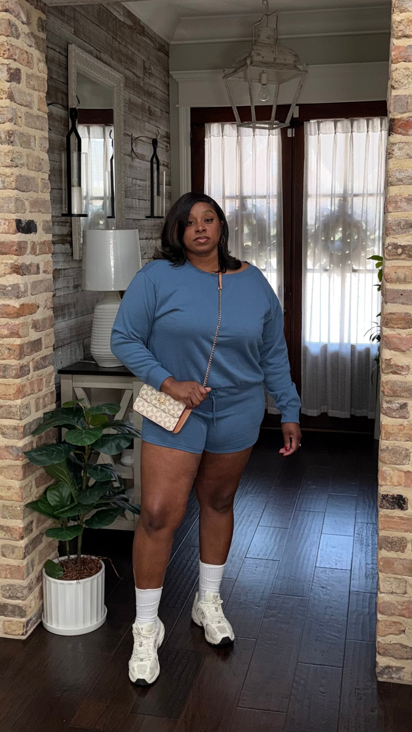 Sweatshirt and shorts 2pc set (Dusty blue) S-L